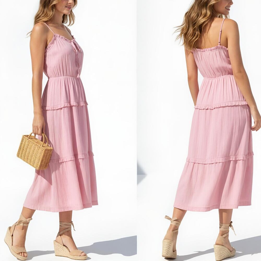 NWT Lovers + Friends Rosalie Midi Dress Coral Size M Sold Out - Picture 12 of 12